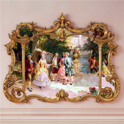 128x99奢华宫廷人物风景手绘横版壁炉油画玄关画装饰画欧法式金色