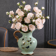 欧式陶瓷花瓶花艺装饰花家居饰品摆件客厅桌面仿真花套装假花