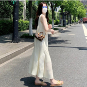 法式白色背心无袖气质连衣裙2024女夏装高级感初恋茶歇长裙子