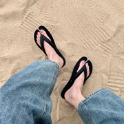 羊皮版~分趾人字拖女外穿2024年夏季休闲平底沙滩夹脚凉拖鞋