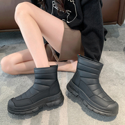 黑色雪地靴冬季女款厚底加绒加厚东北棉鞋2023防水防滑马丁靴