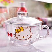 韩版hellokitty耐热玻璃水杯花茶杯牛奶杯可爱卡通杯子钢化微波杯