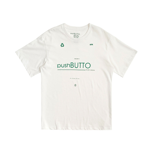 春季白底绿标环保元素字母，印花logo短袖圆领t恤