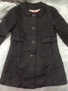 欧洲站时尚大衣风衣长款纯黑色刺绣花纹娃娃领通勤修身女长款外套