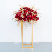 中式婚礼红色立体花艺 几何立方体背景装饰路引花球壁挂装饰花艺
