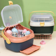 奶瓶收纳盒宝宝餐具收纳箱，婴儿专用辅食工具碗筷，置物架防尘沥水架