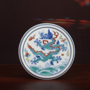 复古明成化青花斗彩手绘花纹盖置置茶杯垫古玩古董陶瓷器仿古茶具