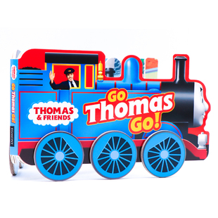 托马斯小火车造型书Thomas and Friends Go Thomas Go英文原版绘本 低幼儿童早教益智英语读本启蒙纸板书 轮子可跑趣味玩具图书籍