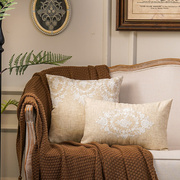 法式复古抱枕麻布刺绣沙发装饰靠垫含芯可拆洗床头靠背垫腰枕