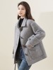 灰色双面羊绒大衣女2023秋冬牛角扣高端小个子羊毛呢外套加厚