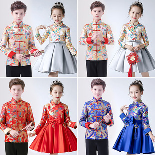 六一儿童大合唱演出服男童唐装中国风礼服套装女童中式演出服服装