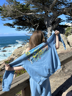 ninastudio迷情西海岸棕榈树印花蓝色卫衣套装