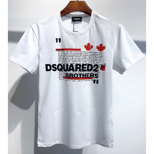 D2短袖T恤男士DSQ2字母印花春夏欧洲站时尚潮流纯棉半袖上衣shirt