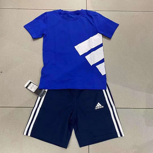 adidas阿迪达斯brand白蓝色(白蓝色)大童短袖运动套装gp0387