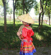 六一儿童节跳舞台表演出舞蹈道具斗笠帽子竹编织竹子菠萝广场