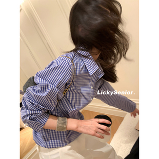 lickysenior格子衬衫女士2024气质，高级设计感防晒上衣外套