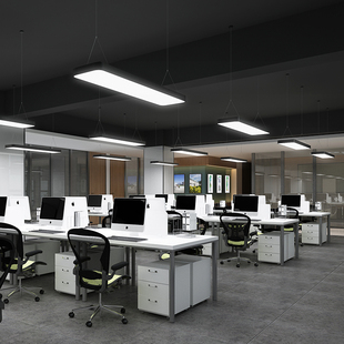 办公室吊灯led长条灯吊线，现代简约长方形工作室，超市店铺工程灯具