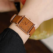 手表女复古英伦文艺风(文，艺风)表，气质简约皮带石英方形女士手表