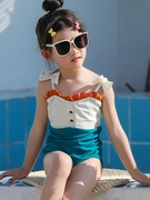 女童泳衣连体洋气小女孩夏季公主，游泳服2网红儿童拼色3岁宝宝泳装