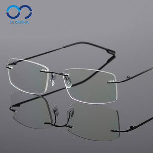 近视眼镜眼镜架眼镜框男女同款无框眼镜钛合金记忆超轻商务763