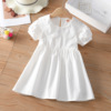 女童连衣裙夏季短袖裙女孩洋气白色纯棉布裙童装