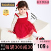 巴拉巴拉女童连衣裙婴儿宝宝公主，裙红色新年款，裙子2022冬季拜年服