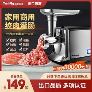 tenfly添美家用商用电动绞肉机，灌香肠小型不锈钢多功能自动馅腊肠