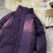 纯色上市常规棉衣宽松简约冬装面包，服立领男女棉服外套特