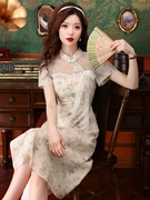 新中式国风蕾丝改良旗袍裙子少女年轻款清冷感别致独特连衣裙夏