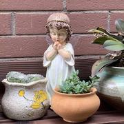 花园摆件户外庭院装饰小摆件，园艺装饰品树脂美式小天使娃娃摆件