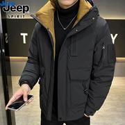 吉普JEEP羽绒服男士冬季高端工装冲锋衣白鸭绒保暖羽绒衣外套男装