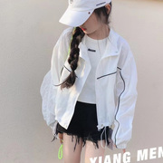 2023夏款品牌童装韩版中大男女童空调衫，白色超薄防紫外线防晒外套
