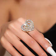 欧美时尚心形水钻戒指 爱心钻戒 气质闪亮镶锆石戒指环手饰品