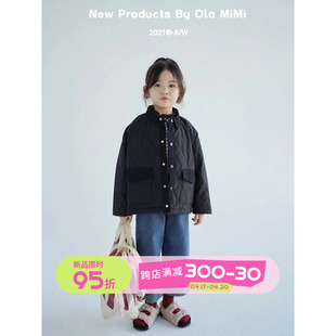 Ola MiMi 原创 儿童 日系设计拼接翻领绗缝棉衣外套 宽松百搭