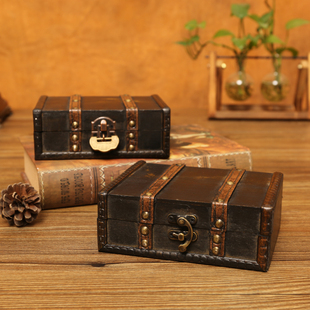 复古盒子收纳盒桌面木盒欧式木质，信件小盒子，带锁密室仿古风密码箱