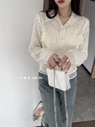 YAYA韩国2024春季双层雪纺设计感衬衫亮片气质时尚上衣女