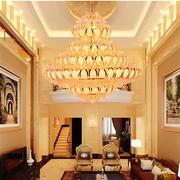 新奥泰佳欧式复式楼客厅水晶吊灯金色圆形LED灯具卧室餐厅温