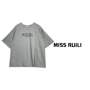 MISS RUILI定制 韩版圆领时尚字母印花宽松百搭短袖T恤A6876