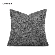 现代轻奢样板房抱枕沙发客厅深灰色纯棉毛球靠垫套定制床头软包