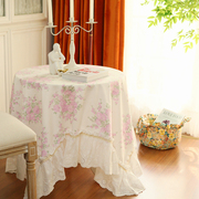 法式韩式玫瑰花重工绣花蕾丝纯棉桌布，盖布茶几布沙发(布沙发)盖布电视盖布