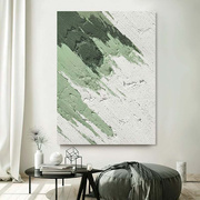 手绘油画《梦想》客厅侘寂风抽象装饰画沙发绿色肌理画沙发艺术画