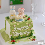 网红ins小猪小兔子情侣，蛋糕装饰摆件小蛋糕女友，闺蜜生日烘焙插件