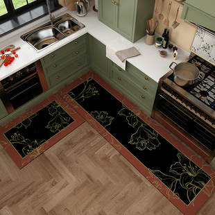 轻奢高级厨房地毯硅藻泥吸水防滑耐脏厨房专用地垫l形脚垫子
