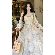 甜美度假风温柔蕾丝拼接碎花吊带连衣裙女夏日开衫多巴胺套装裙子
