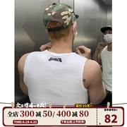 404MOB重磅430g基础刺绣紧身背心男街头嘻哈运动白色螺纹无袖打底