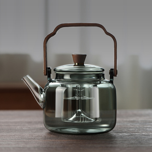 围炉煮茶壶透黑提梁壶玻璃，电陶炉煮茶器炭，火炉烧水蒸煮一体泡茶壶