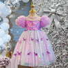 女童公主裙夏装儿童带蝴蝶，翅膀洋气连衣裙，宝宝表演泡泡袖礼服纱裙