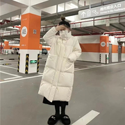 晴雨雪羽绒服女中长款2023韩版加厚立领小个子白鸭绒(白鸭绒)冬季外套