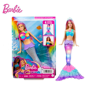 Barbie芭比娃娃闪亮发光美人鱼公主HDJ36梦幻童话女孩玩具礼物
