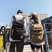 2022韩版复古双肩包女学生帆布背包男士户外休闲旅行包学院风